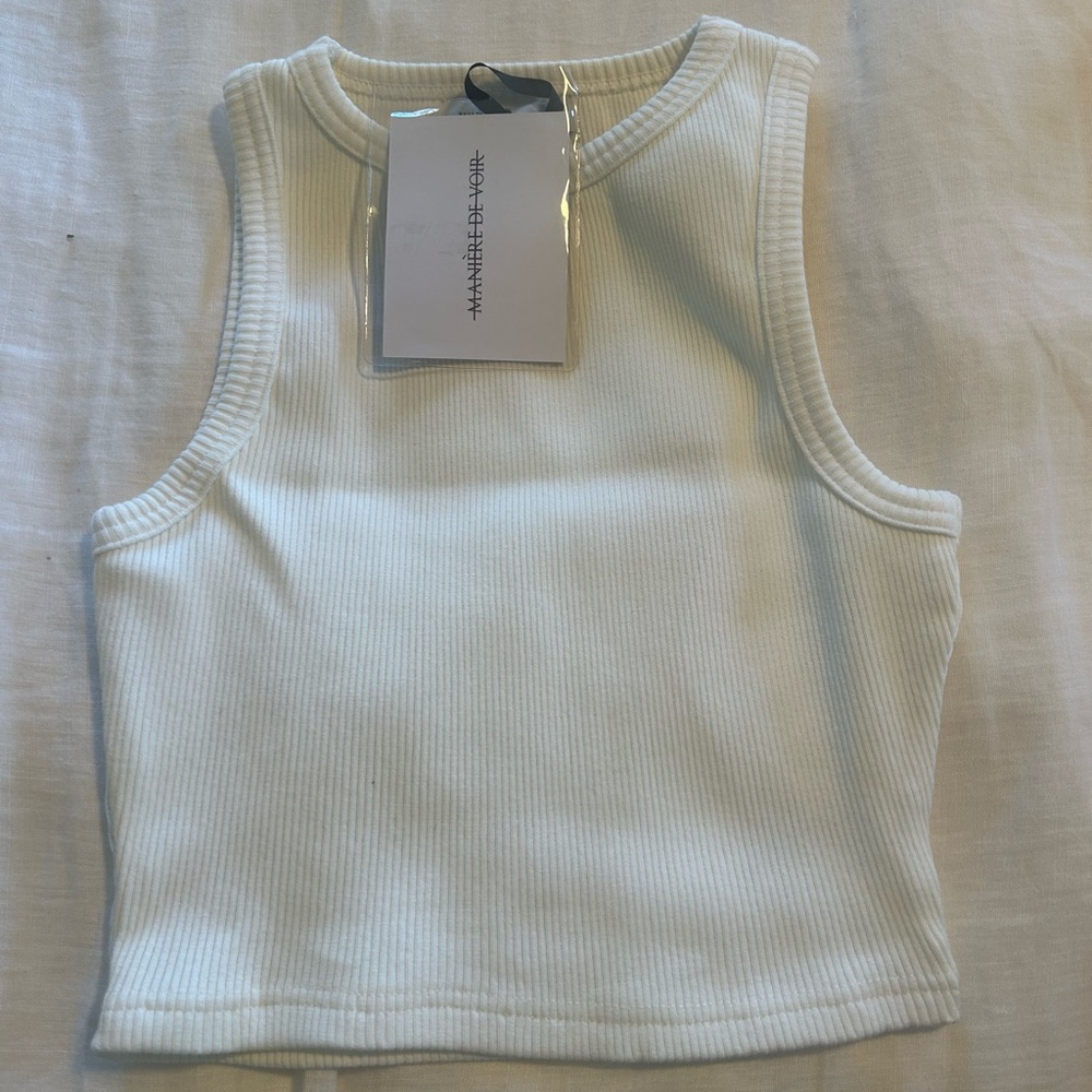 NWT Mainere De Voir Ribbed Tank Crop Top - White